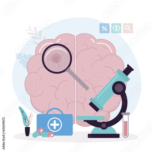 Checkup brain procedure. Medical test, diagnostic check up of brain health. Concept of neurology. consultation, internal organ inspection examination treatment.