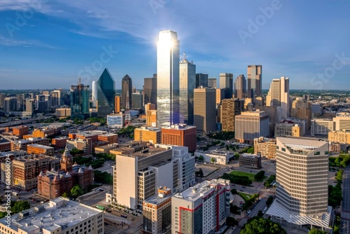 Dallas Splendor: Aerial 4K Image of Beautiful Blue Skyline and Buildings in Dallas  Texas © Only 4K Ultra HD
