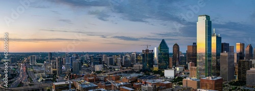 Dallas Splendor: Aerial 4K Image of Beautiful Blue Skyline and Buildings in Dallas  Texas