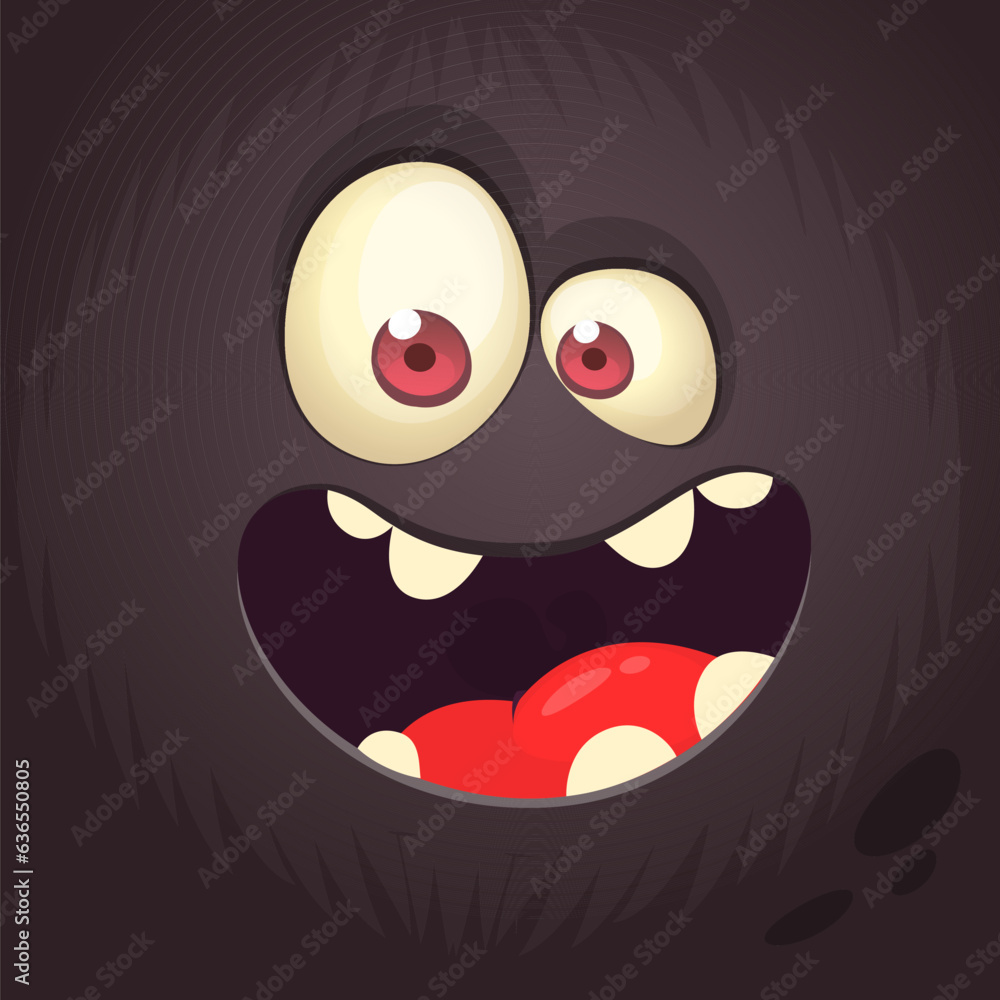 Cartoon monster face with funny expression. Vector Halloween monster illustration Cartoon monster face with funny expression. Vector Halloween monster illustration