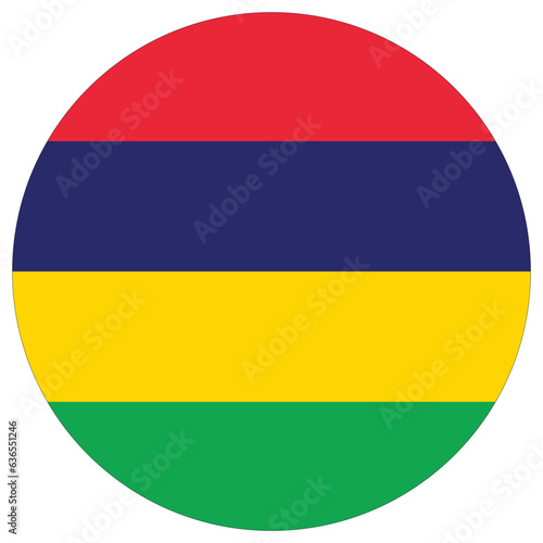 Mauritius flag circle shape. Flag of Mauritius round shape