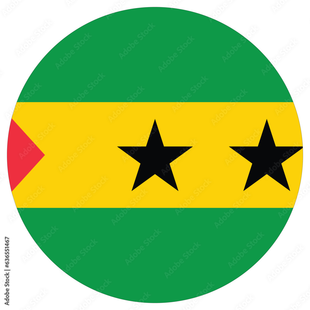 Flag of Sao Tome and Principe circle shape, round shape flag Flag of Sao Tome and Principe circle shape, round shape flag