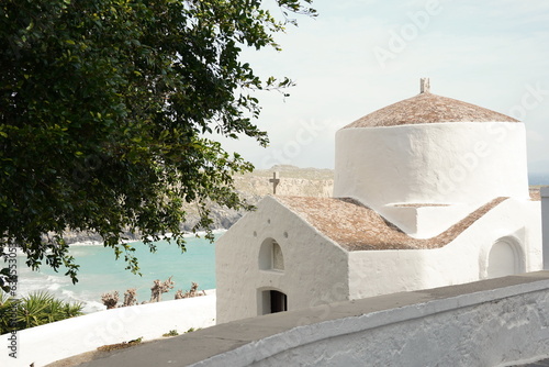 Chapel of Saint George Pahimahiotis, 14-th century, in Lindos, Rhodes island, Greece. photo