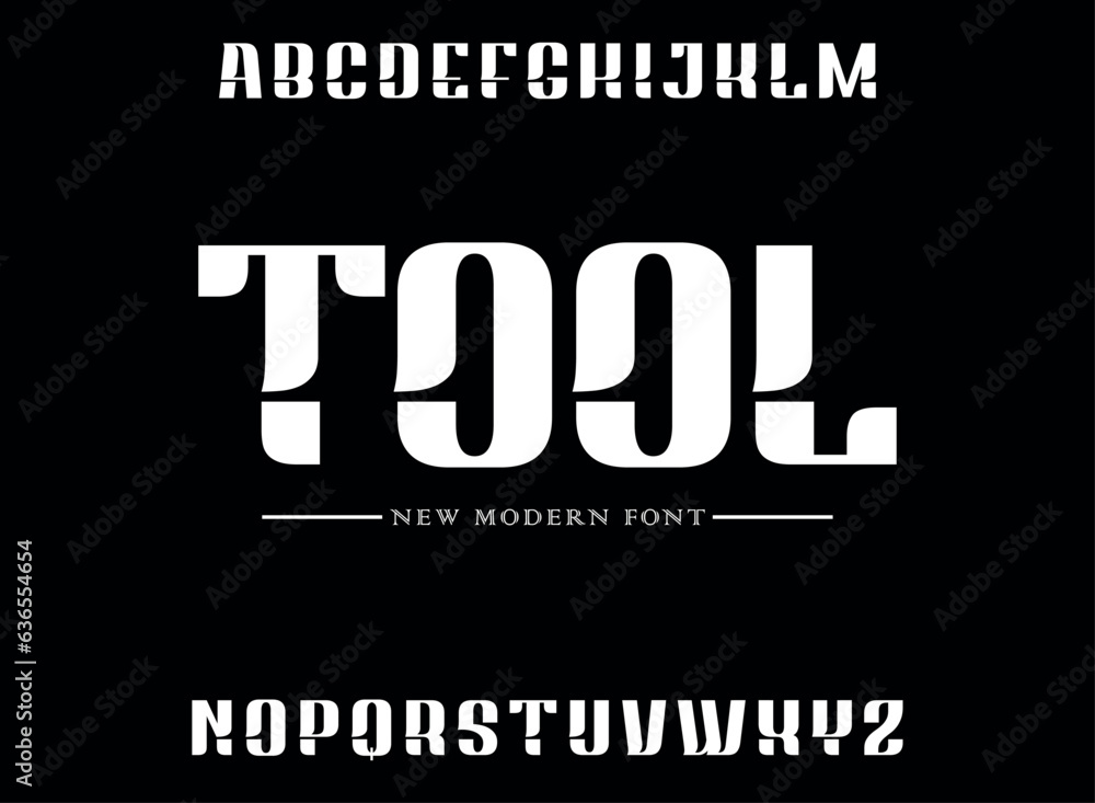 TOOL, unique geometric circular display and minimalist style font vector set.