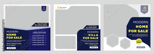 Real estate house social media post or square banner template