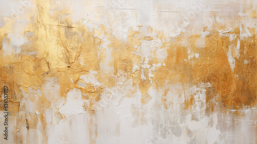 Golden White paint strokes brush textured background panel wooden canvas abstract form painting.