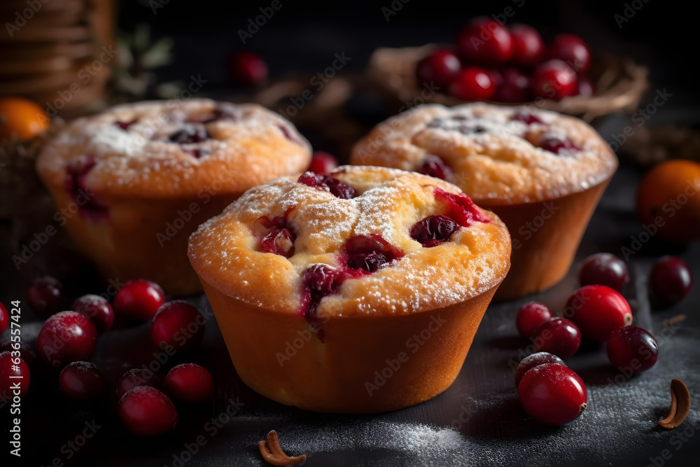 cranberry muffins, tart muffins studded with juicy cranberries