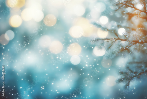  Christmas tree against a backdrop of blue wintery bokeh. © jeff