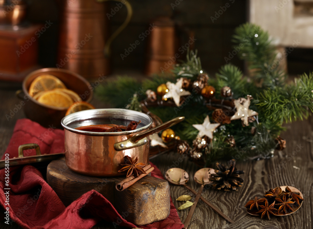 Christmas drink mulled wine with spices Christmas drink mulled wine with spices