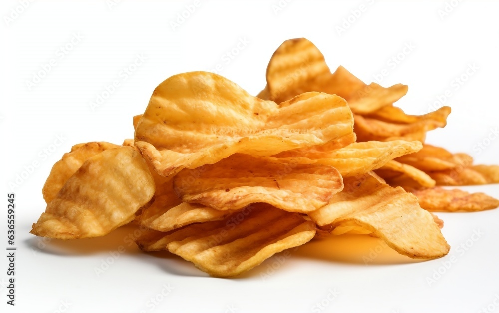 Chips on white background. AI