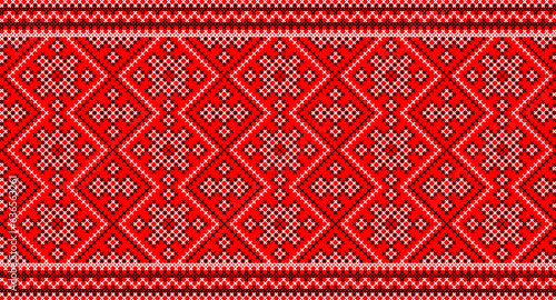 Seamless pattern of Ukrainian ornament in ethnic style, identity, vyshyvanka, embroidery for print clothes, websites, banners