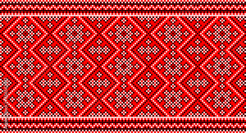 Seamless pattern of Ukrainian ornament in ethnic style, identity, vyshyvanka, embroidery for print clothes, websites, banners