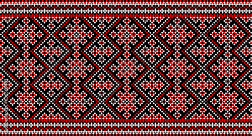 Seamless pattern of Ukrainian ornament in ethnic style, identity, vyshyvanka, embroidery for print clothes, websites, banners