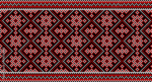 Seamless pattern of Ukrainian ornament in ethnic style, identity, vyshyvanka, embroidery for print clothes, websites, banners