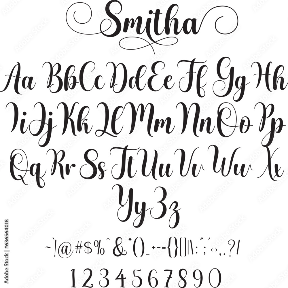 Smitha is a delicate, elegant, and flowing handwritten font perfect for your favorite projects. Fall in love with its incredibly distinct and timeless style, and use it to create spectacular designs!