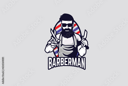 barberman logo vector illustration