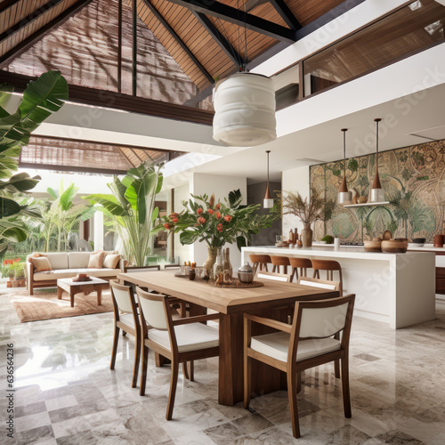  A spacious bali villa with a white tropical 