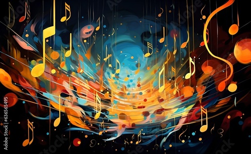 An abstract image of musical notes floating in the air, creating a sense of harmony and rhythm.