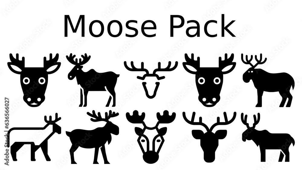 MOOSE ICON PACK VECTOR ILUSTRATION