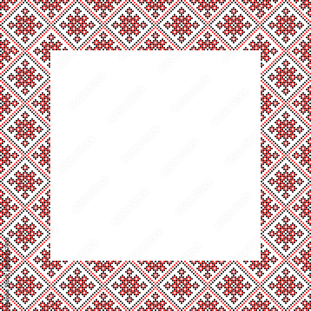 Vector illustration of Ukrainian ornament in ethnic style, identity, vyshyvanka, embroidery for print clothes, websites, banners. Background. Frame for text Vector illustration of Ukrainian ornament in ethnic style, identity, vyshyvanka, embroidery for print clothes, websites, banners. Background. Frame for text