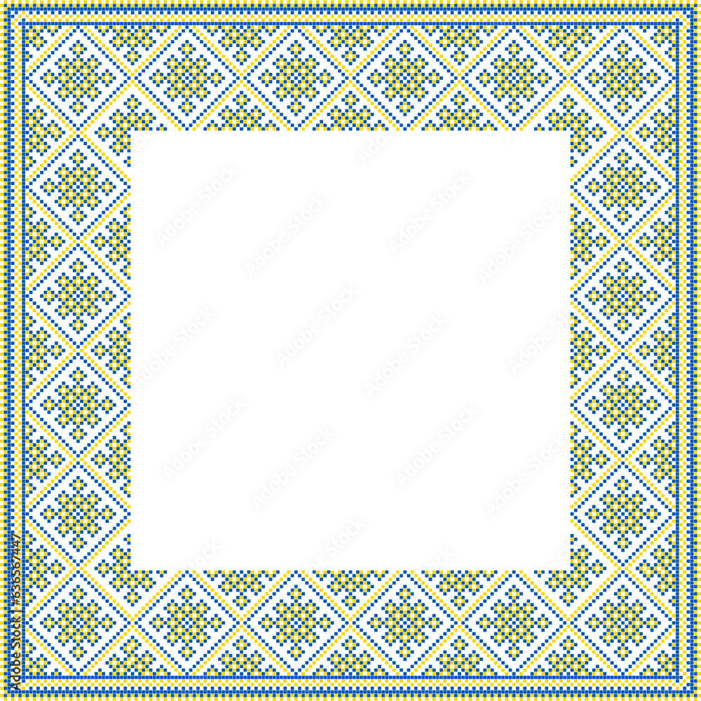 Obraz premium Vector illustration of Ukrainian ornament in ethnic style, identity, vyshyvanka, embroidery for print clothes, websites, banners. Background. Frame for text