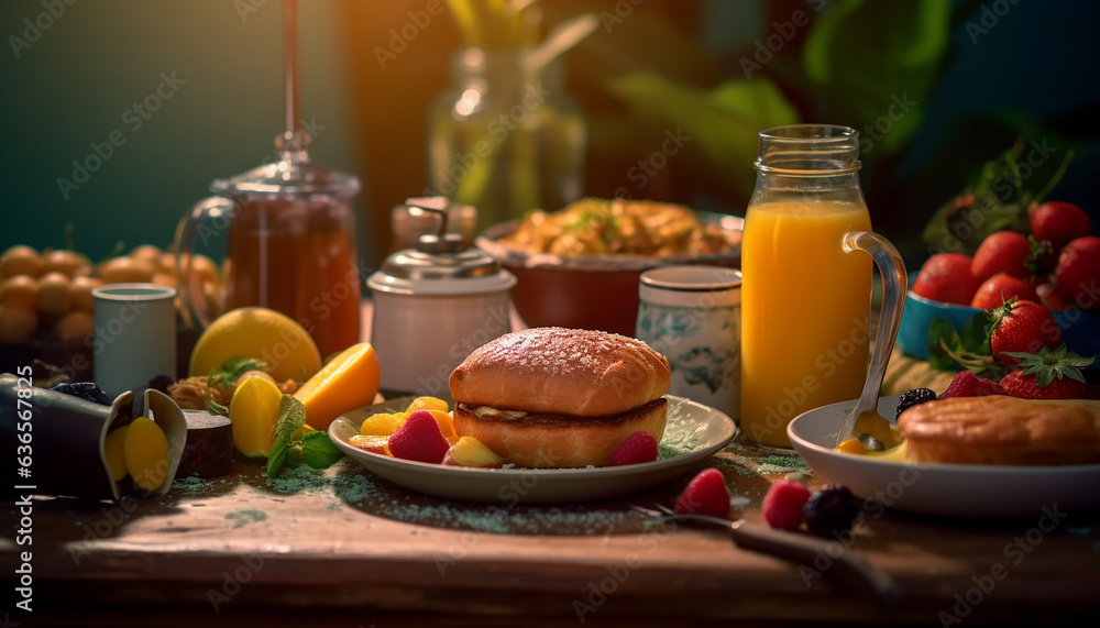 Healthy breakfast photoshoot, creative and delicious concept.