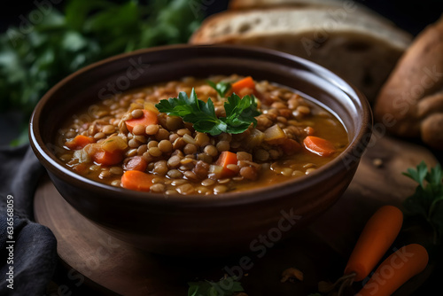 close up lentil stew
