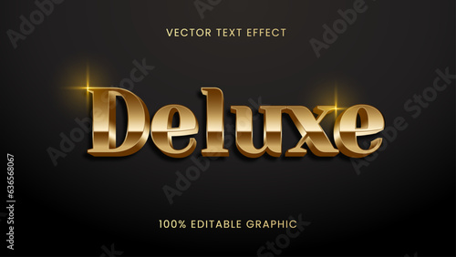 Gold deluxe text effect. Luxurious and premium editable text graphic. Shiny and metallic design.