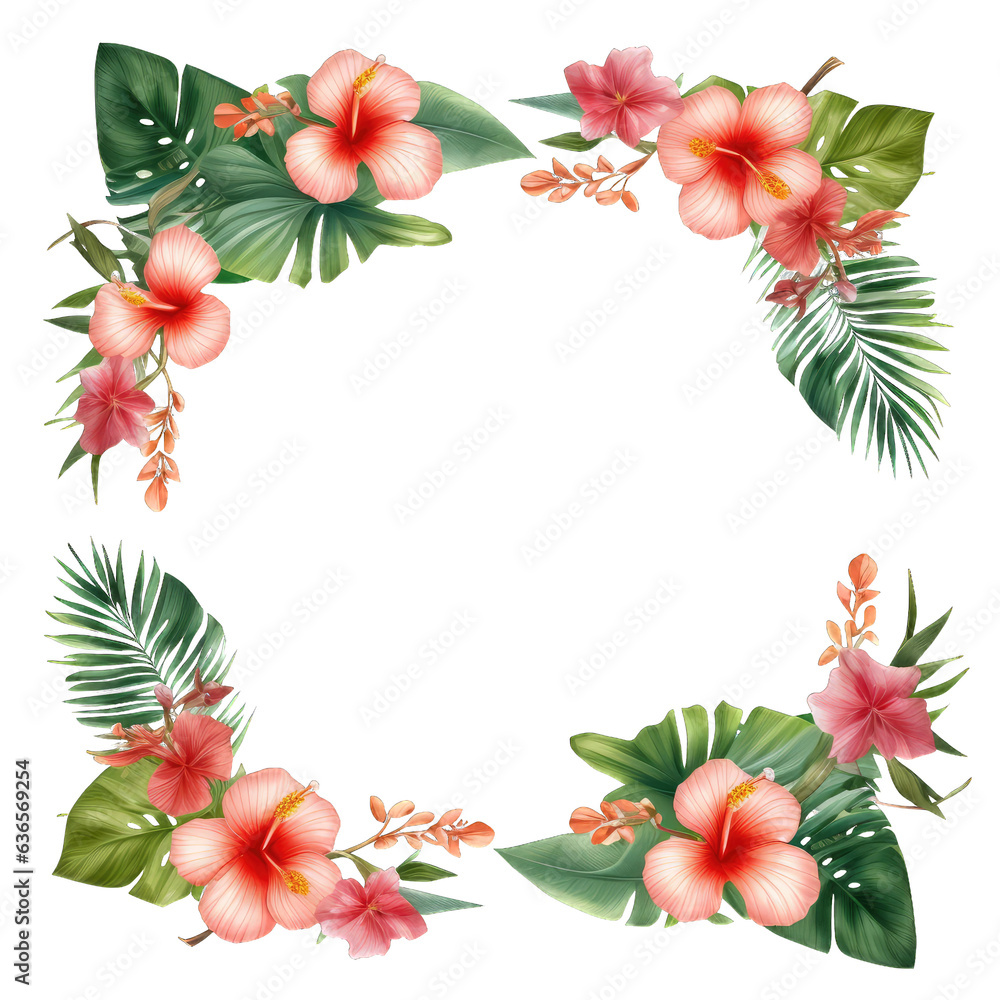 Fototapeta premium Summer Frame. Transparent Inside and Background.