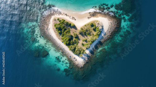 Lonely Heart-Shaped Island Surrounded by the Ocean © M.Gierczyk