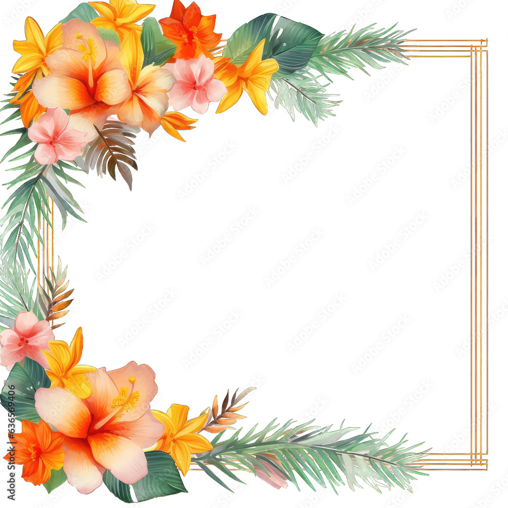 Naklejka premium Summer Frame. Transparent Inside and Background.