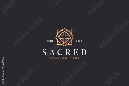Sacred Geometric Emblem Logo Gold Art Fashion Jewelry Religion Sign Symbol