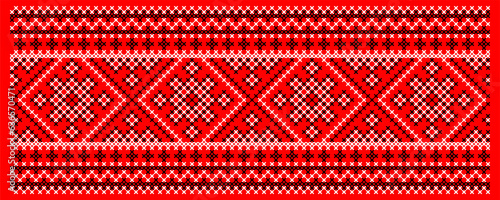 Vector illustration of Ukrainian ornament in ethnic style, identity, vyshyvanka, embroidery for print clothes, websites, banners
