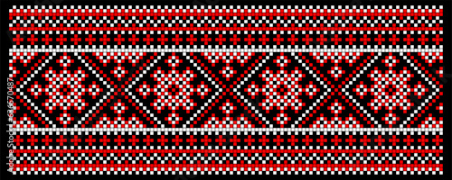 Vector illustration of Ukrainian ornament in ethnic style, identity, vyshyvanka, embroidery for print clothes, websites, banners
