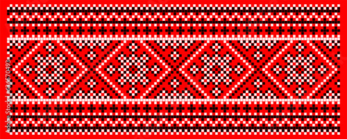 Vector illustration of Ukrainian ornament in ethnic style, identity, vyshyvanka, embroidery for print clothes, websites, banners