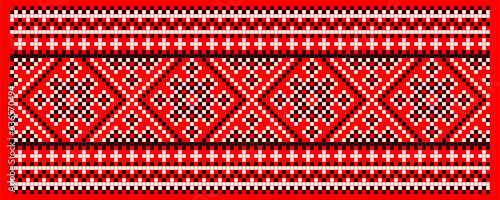 Vector illustration of Ukrainian ornament in ethnic style, identity, vyshyvanka, embroidery for print clothes, websites, banners