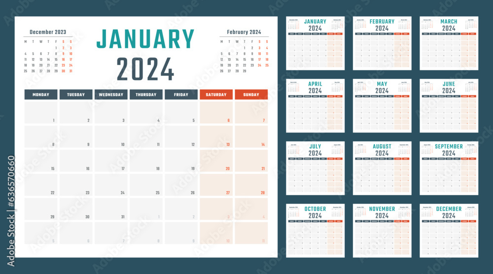 2024 year calendar, calendar design for 2024 starts monday 2024 year calendar, calendar design for 2024 starts monday