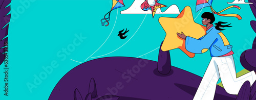 Vector internet operation illustration of people exercising and running healthy
