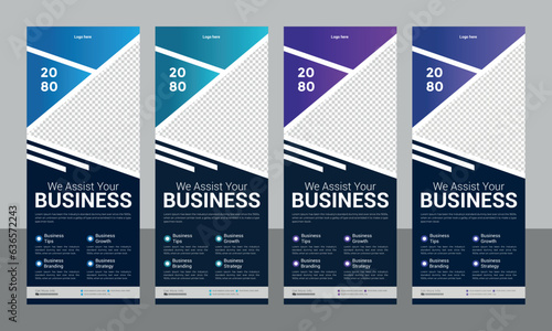 professional business roll up or standee banner design template vector file presentations, promotion 