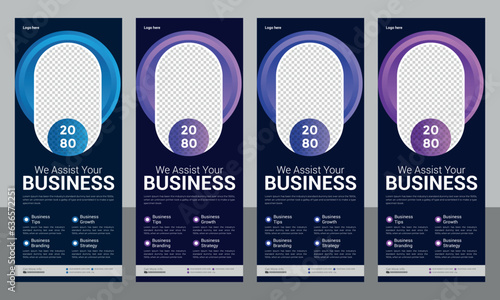 modern trend professional corporate business roll up or standee x banner design template vector file 