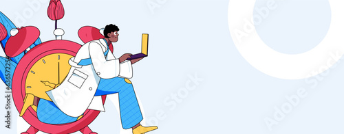Vector internet operation illustration of people exercising and running healthy

