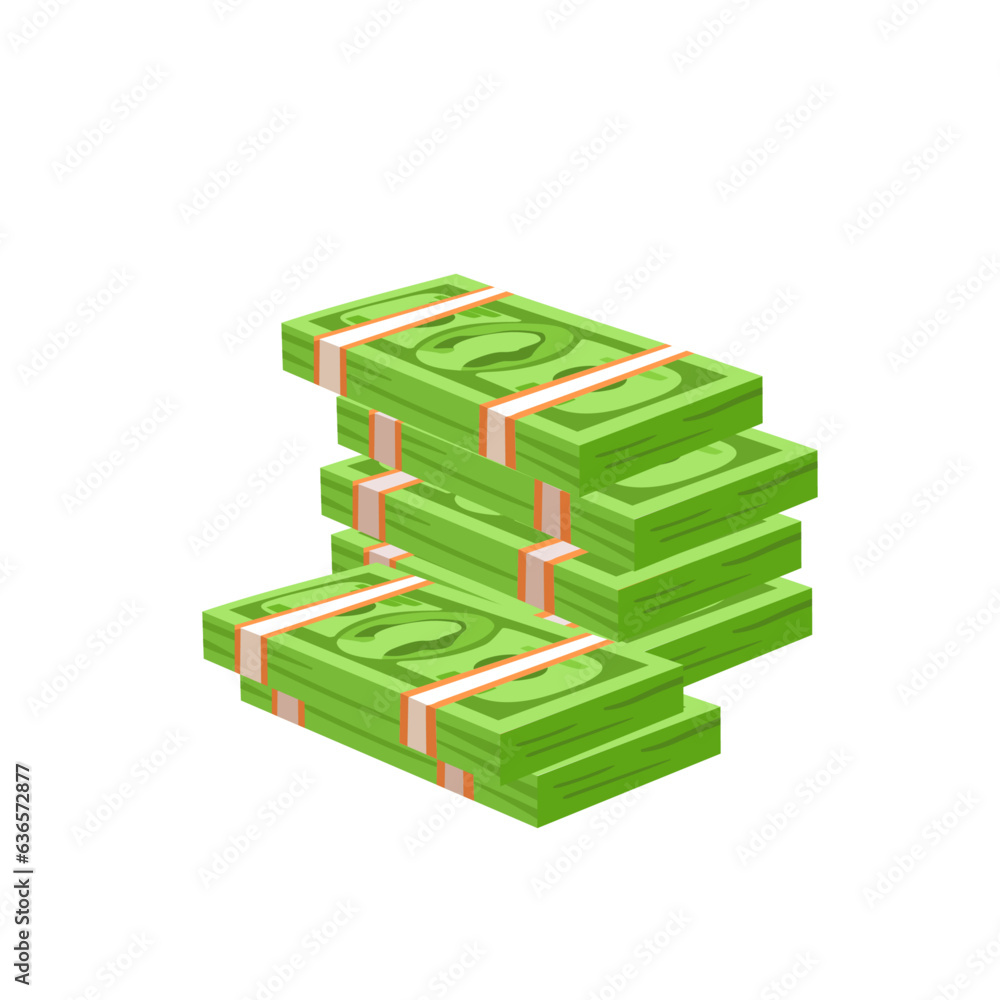 Vector many banknotes stack on top of each other