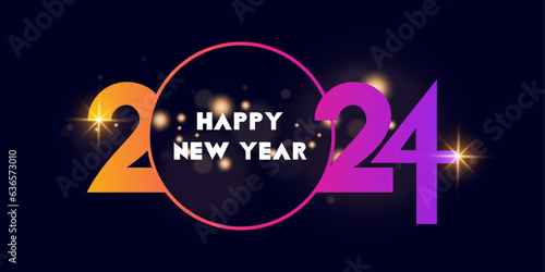 Happy new year 2024 design. With colorful and modrn style. Premium vector design for poster, banner, greeting and new year 2024 celebration.