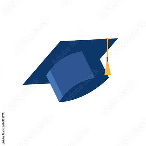 Vector student graduation cap with gold tassel and ribbon