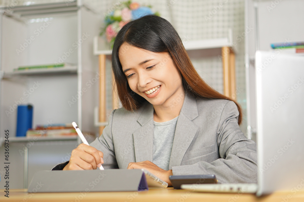 happy business woman from higher sales and profits happy business woman from higher sales and profits
