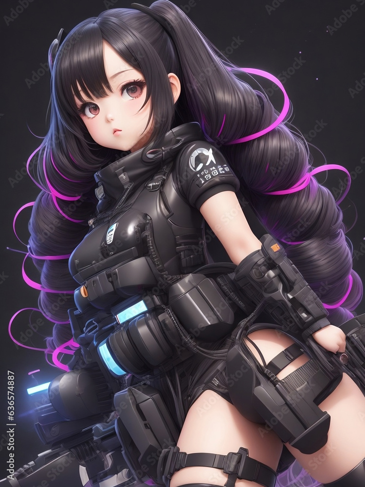 Naklejka premium Chibi Robo Elegance: The Magnificent Plastic Android