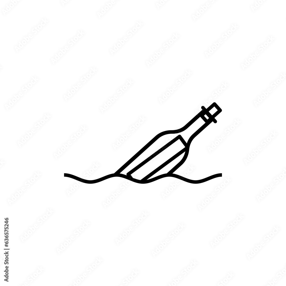 MESSAGE IN A BOTTLE LOGO ICON CONCEPT MESSAGE IN A BOTTLE LOGO ICON CONCEPT