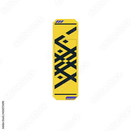 Cyberpunk decal. Vector sticker, label in futuristic style. Sci fi signs, symbols.
