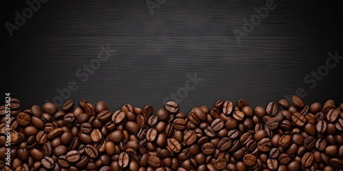 Caffeine delight. Fresh coffee beans on black background