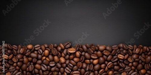 Caffeine delight. Fresh coffee beans on black background © Thares2020
